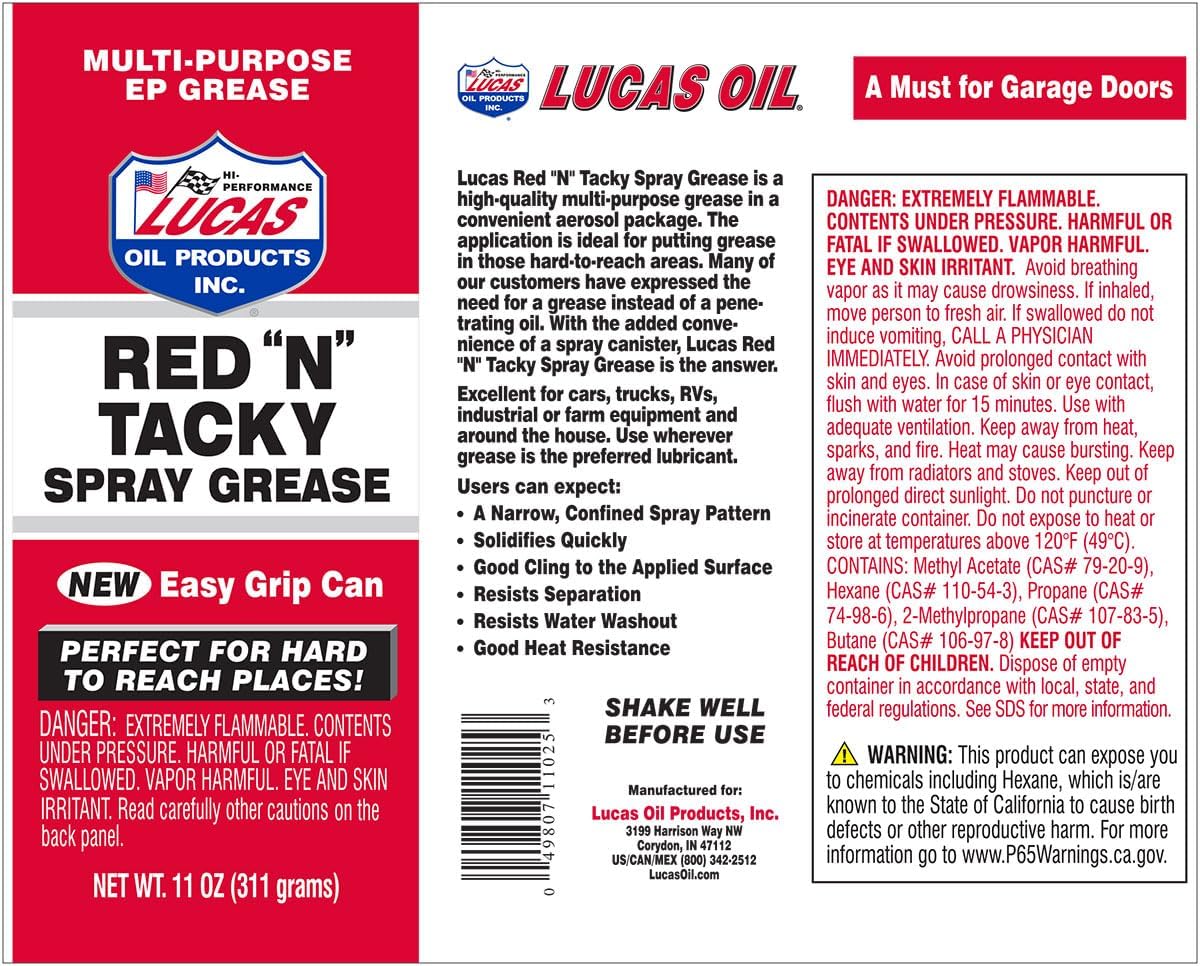 Lucas Oil 11025 Red N Tacky Easy Grip Aerosol Spray - 11 Ounce (Pack of 12)