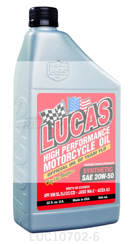 Fits Synthetic SAE 20w50 Motorcycle Oil 6x1 Qt 10702